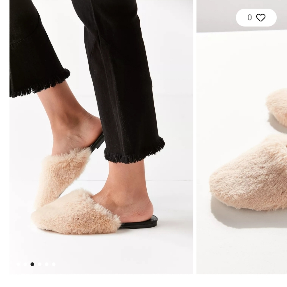 UO Faux Fur Mule Slides, Beige 10